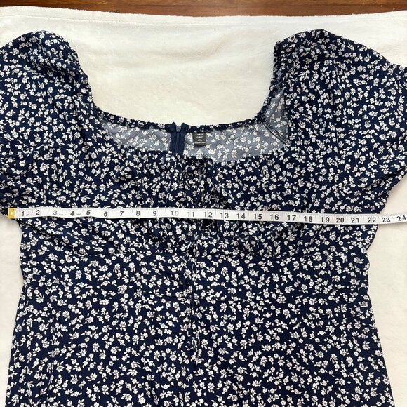 Shein Curve Floral Bohemian Maxi Dress With Puff Sleeves Navy & White  4XL - Picture 10 of 14